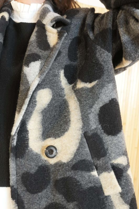 Hanbury Boiled Wool Longline Jacket Grey & Black /9=